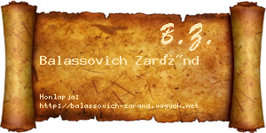Balassovich Zaránd névjegykártya